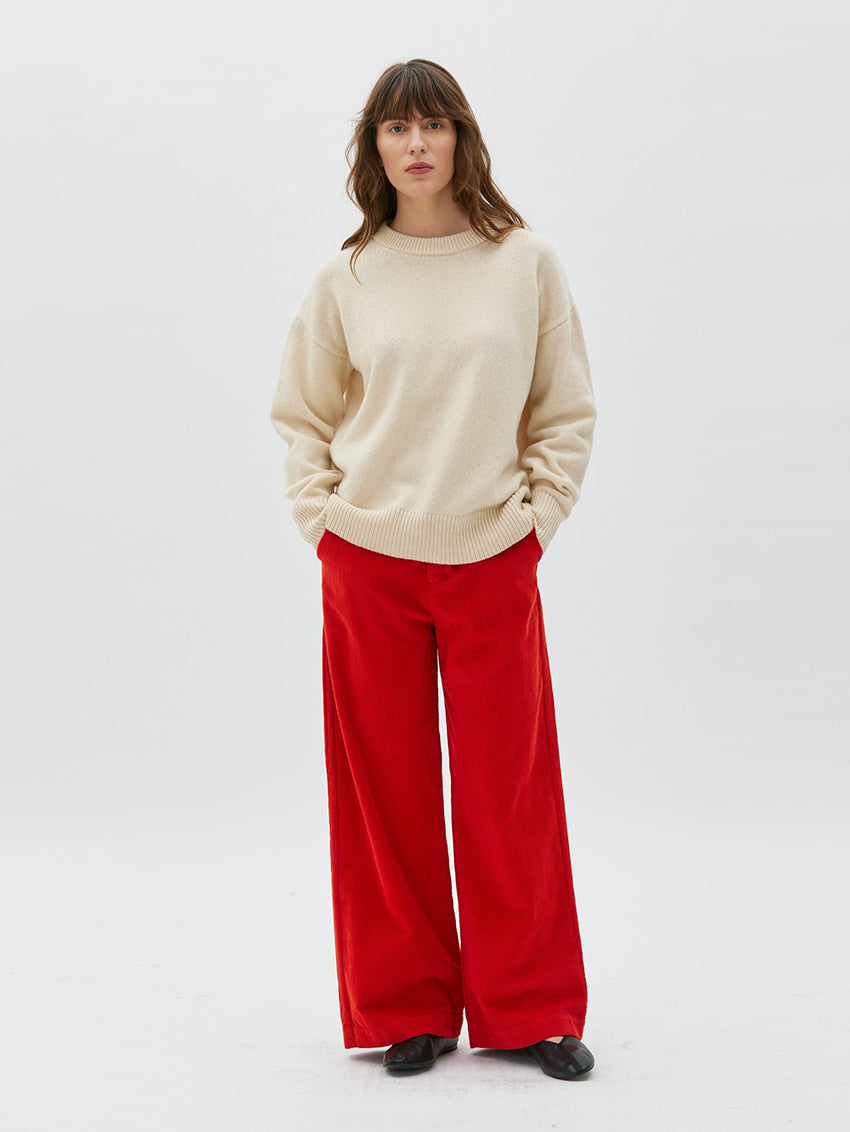 Aya Wide Leg Corduroy Trousers Poppy Red