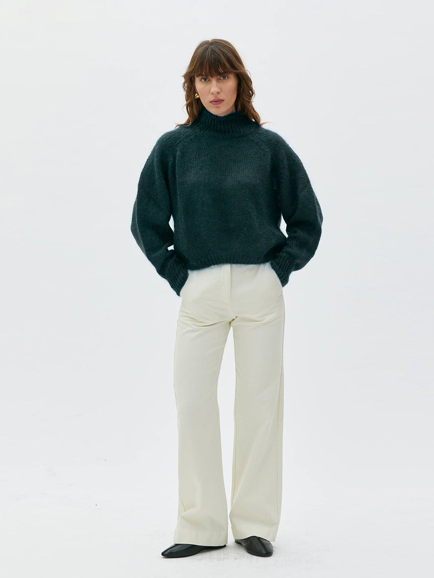 Faye Chunky Silk Mohair Sweater Dark Green