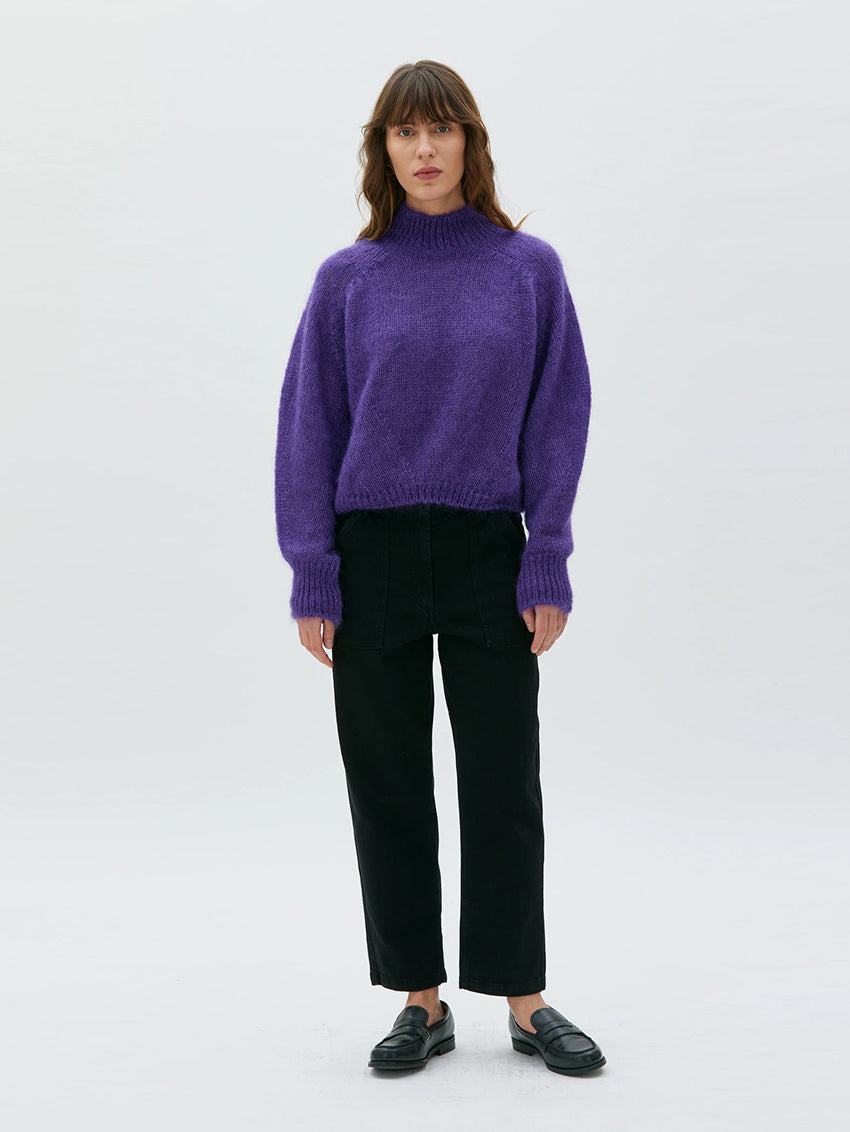 Faye Chunky Silk Mohair Sweater Violet Magenta