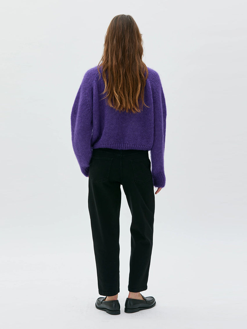 Faye Chunky Silk Mohair Sweater Violet Magenta