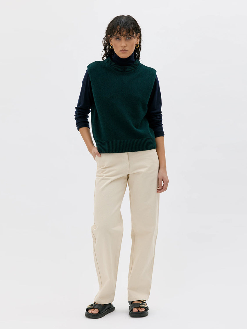 Nera Wool Cashmere Vest Pine Green