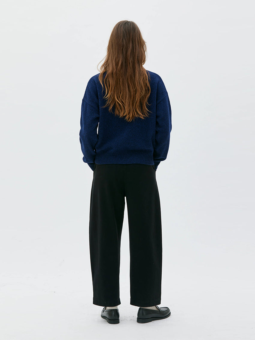 Runo Wrap Neck Sweater Deep Night Blue