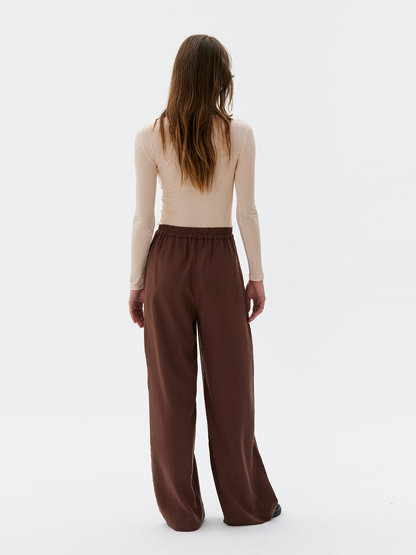 Tela Long Wide Tencel Pants Hickory