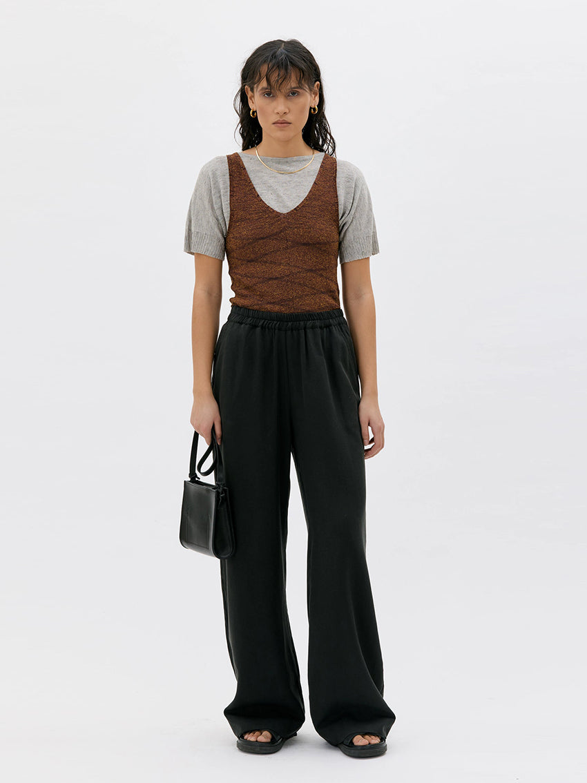 Tela Long Wide Tencel Pants Black