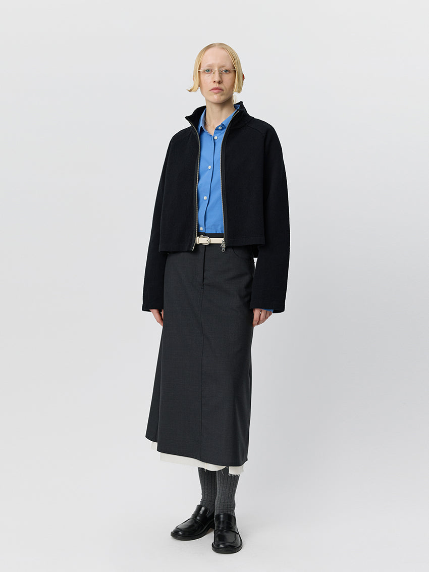 Cropped Leisure Zip Up Black