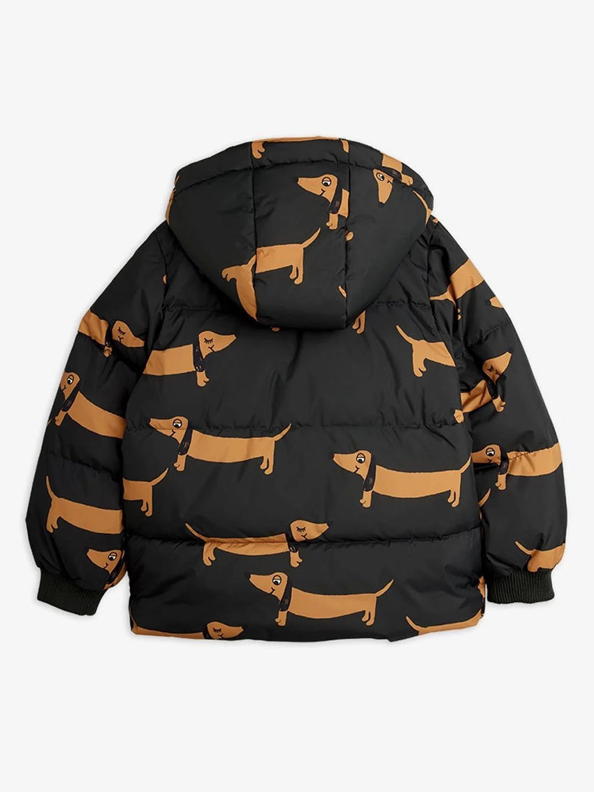Dog AOP Hooded Puffer Jacket Black