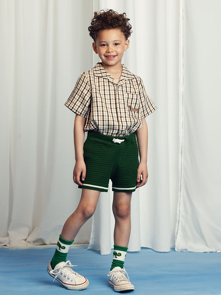 Lizard Patch Crochet Knit Short Green