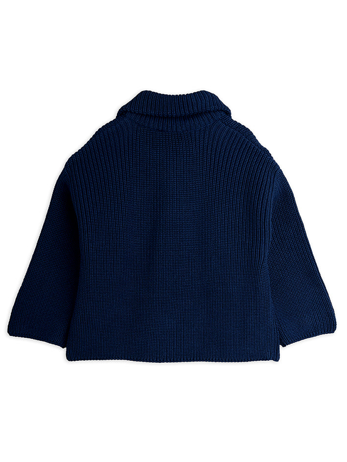 Panda Patch Chunky Half Zip Sweater Blue