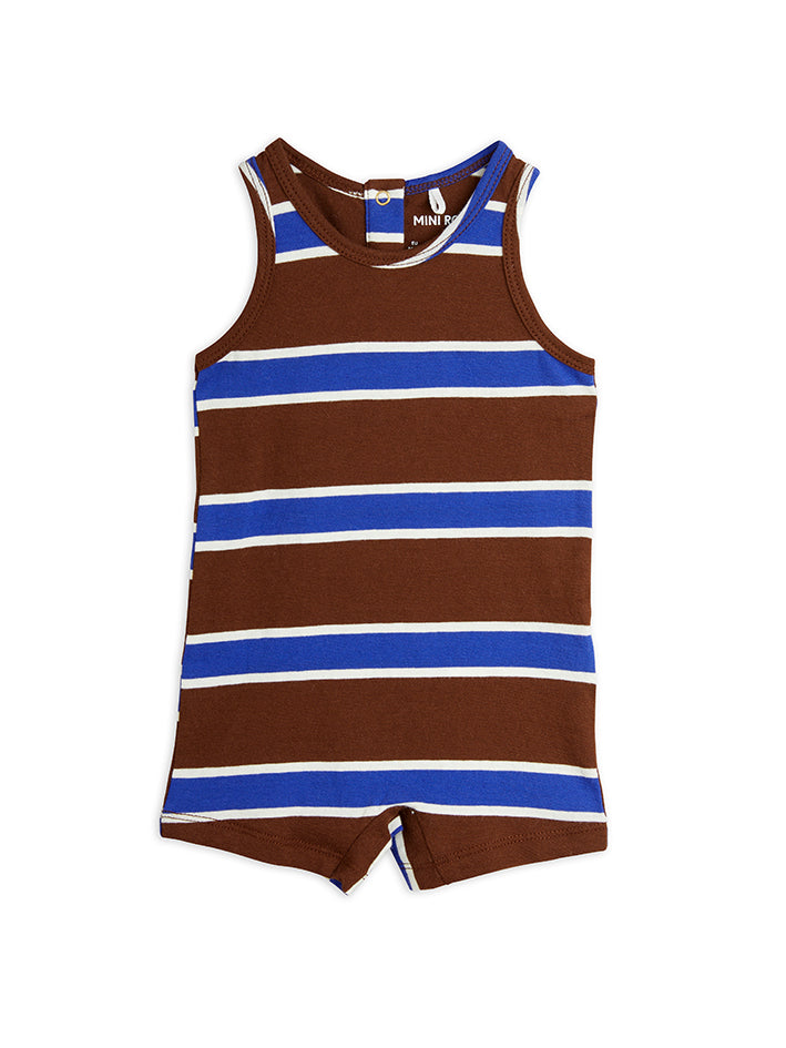 Stripe AOP Baby Summersuit Brown