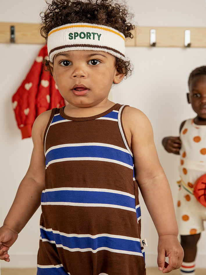 Stripe AOP Baby Summersuit Brown