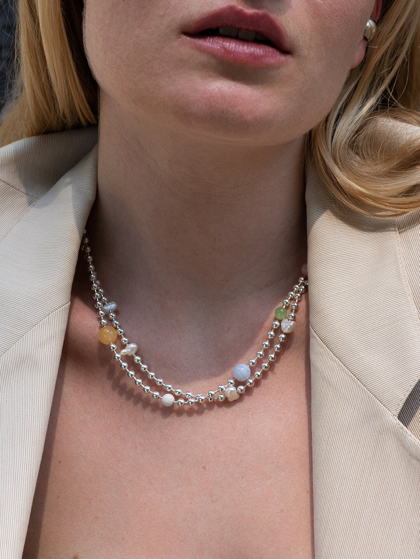 Orbits Color Necklace Mini Silver