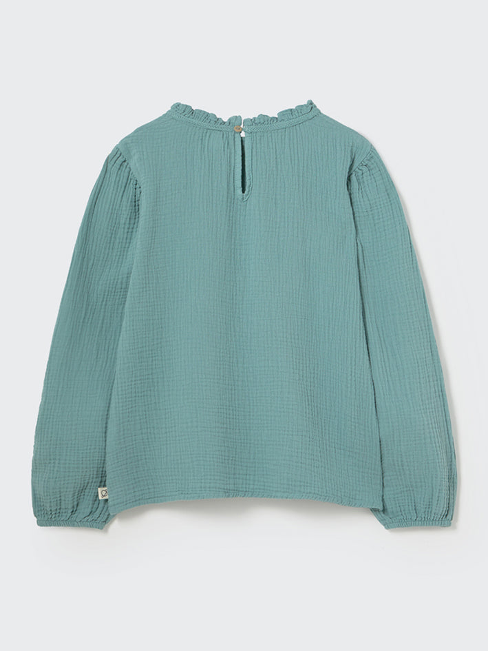 Sara Artic Blue Cotton Blouse