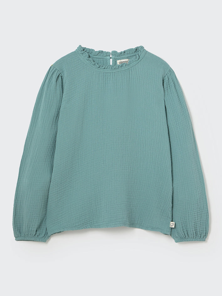 Sara Artic Blue Cotton Blouse