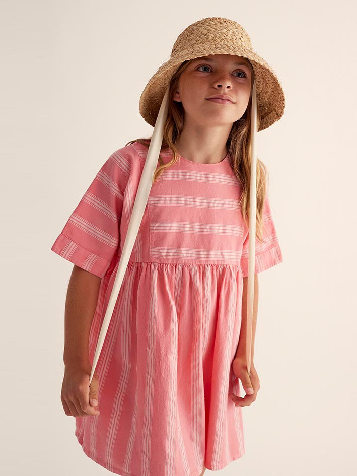 My Little Cozmo Adela Dress Stripe Confetti Pink — My Little Cozmo