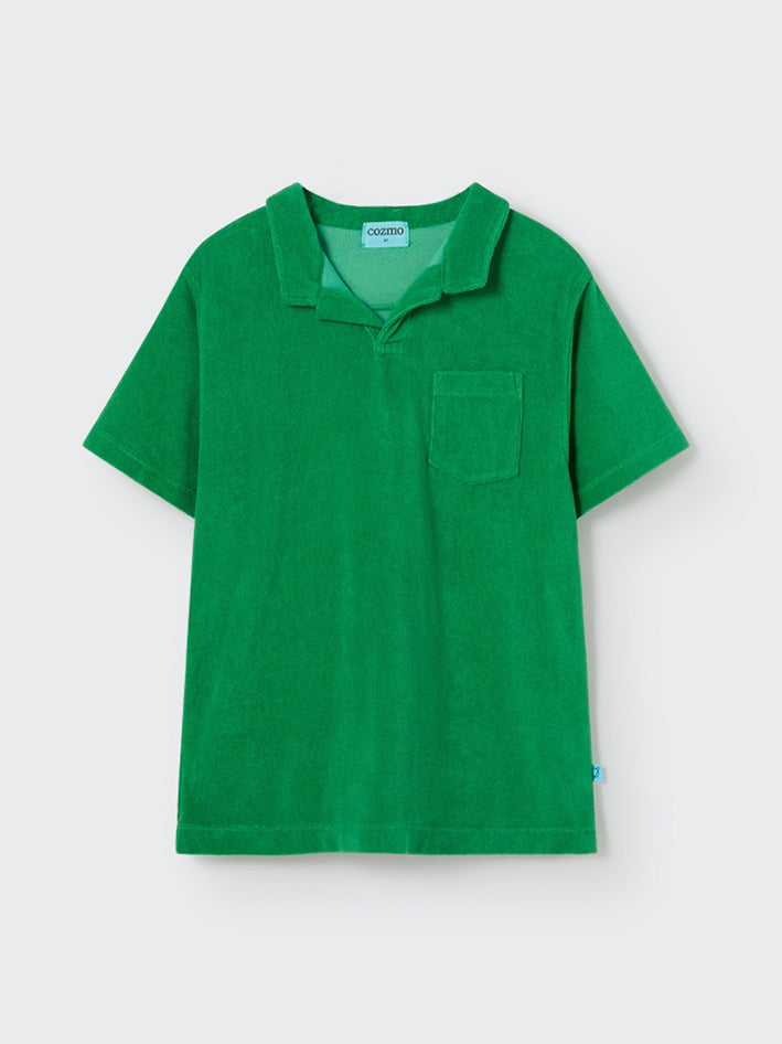 Mael Toweling Polo Shirt Grass Green