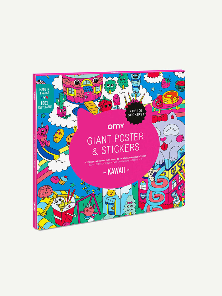 Kawaii Coloring Poster & Stickers