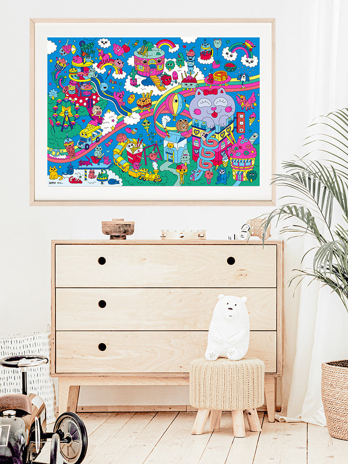 Kawaii Coloring Poster & Stickers