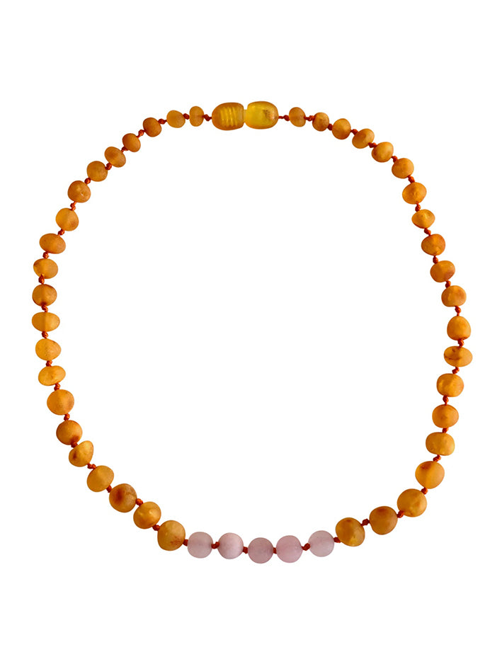 Baby Amber Necklace Honey Rose Quartz