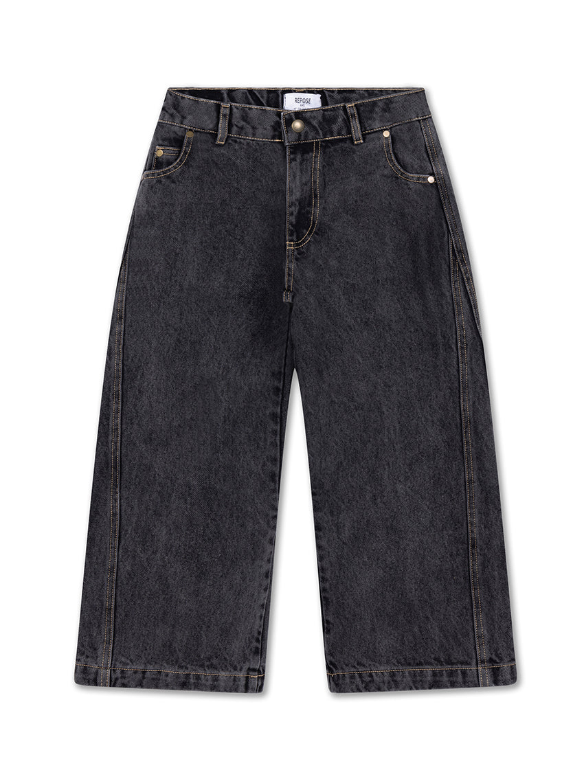 Wide Leg Denim Pant Slate Grey