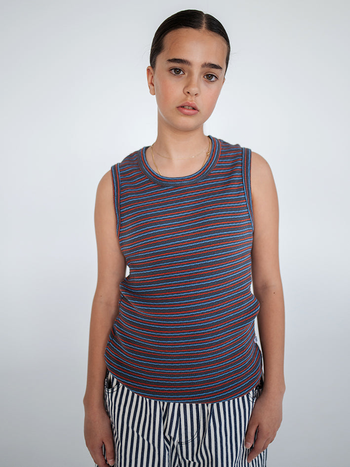 Slim Singlet Fine Grey Fiesta Sky Stripe