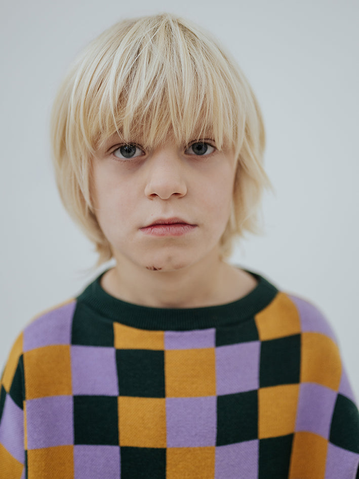 Knit Slouchy Sweater Multi Bb Check