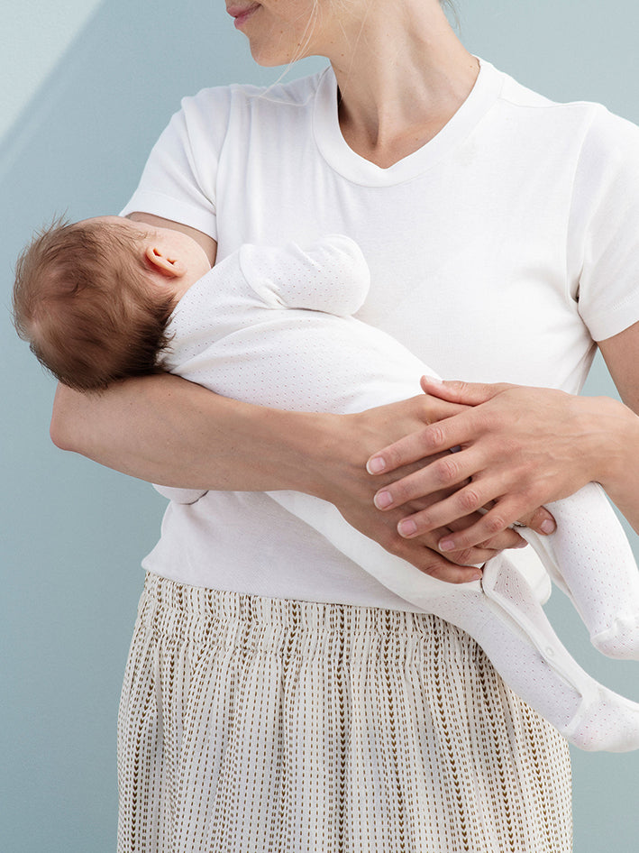 Newborn Rib Suit Offwhite Pointelle