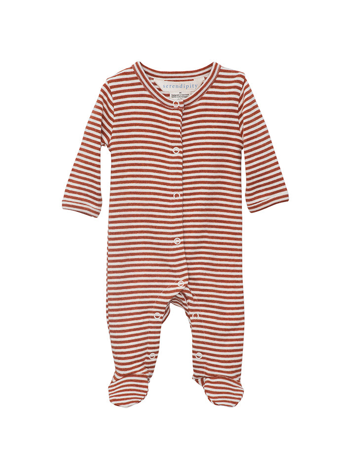 Newborn Rib Suit Striped Rust/Offwhite