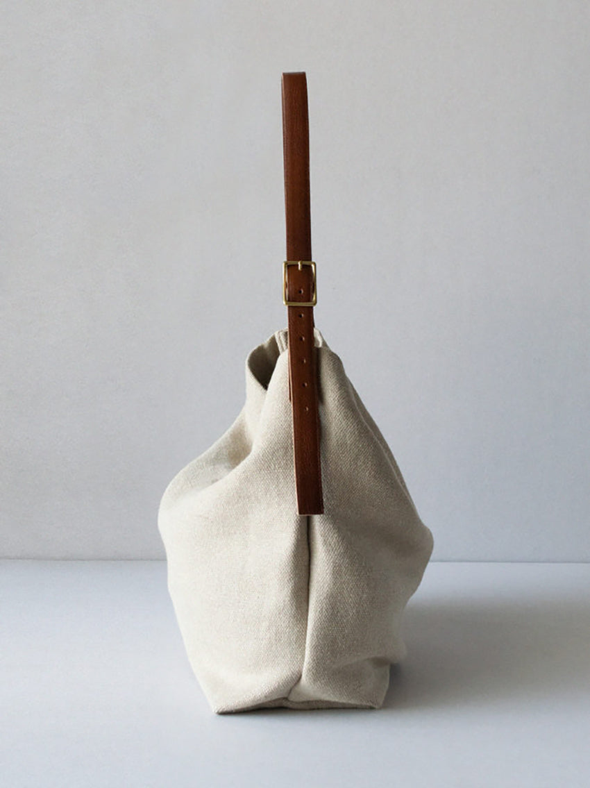Sack 01 Large Linen Jute Calfskin Natural Brandy