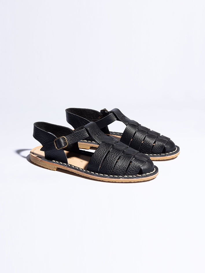 Artisanal Sandals Black Grain