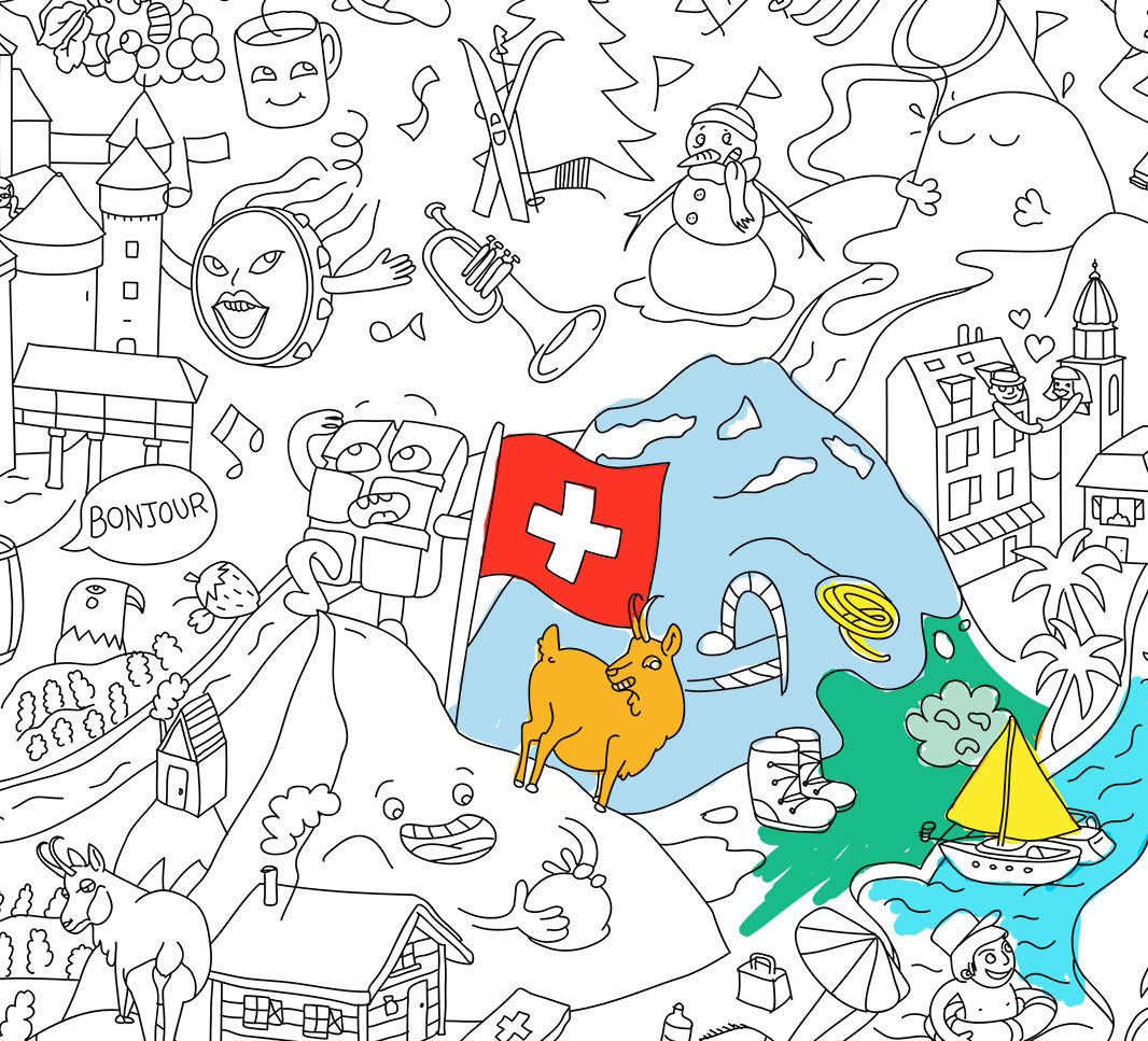 Switzerland Coloring Poster