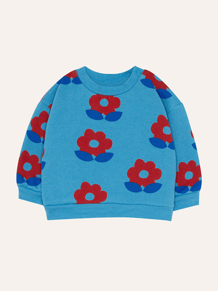 Big Flowers Baby Sweatshirt Light Blue