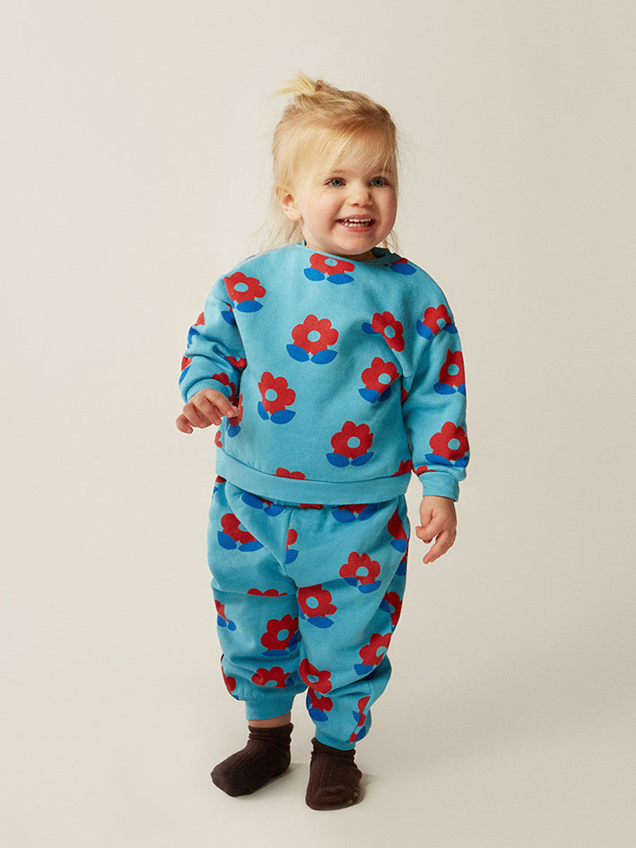 Big Flowers Baby Sweatshirt Light Blue