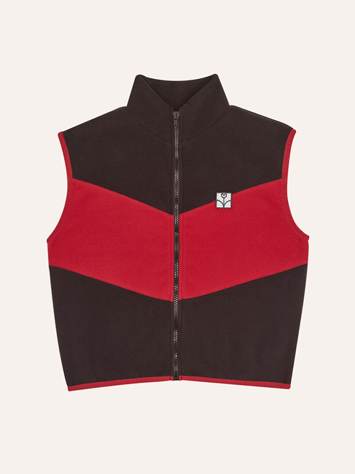 Color Block Zipped Vest Brown