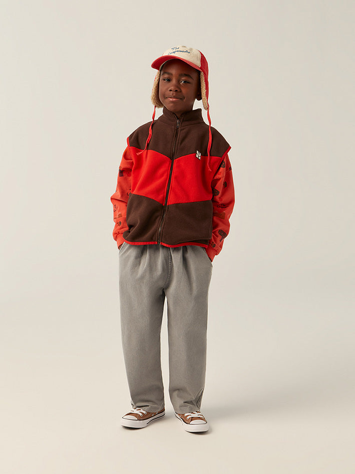 Color Block Zipped Vest Brown