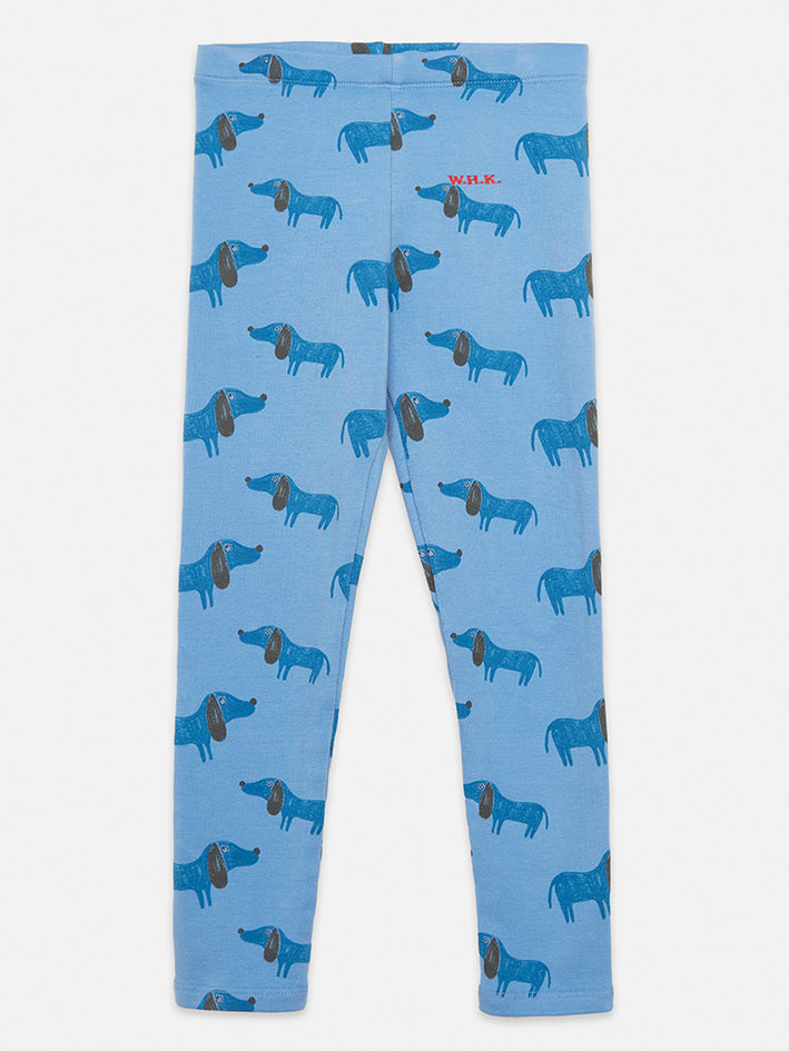 Blue Dog Allover Leggings Soft Blue