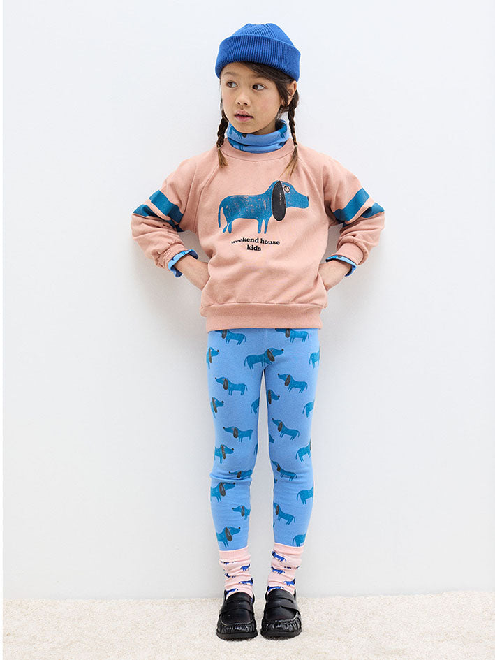 Blue Dog Allover Leggings Soft Blue