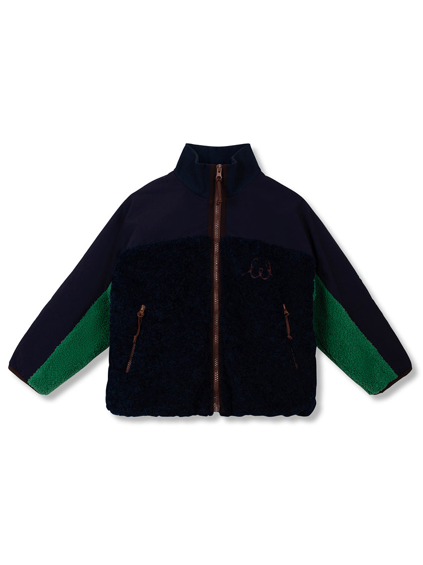 TWK Faux Fur Jacket Navy/Studio Green