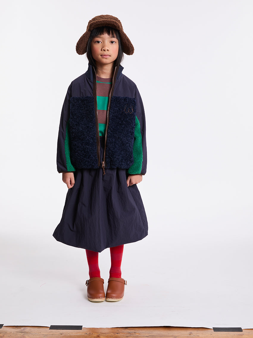 TWK Faux Fur Jacket Navy/Studio Green