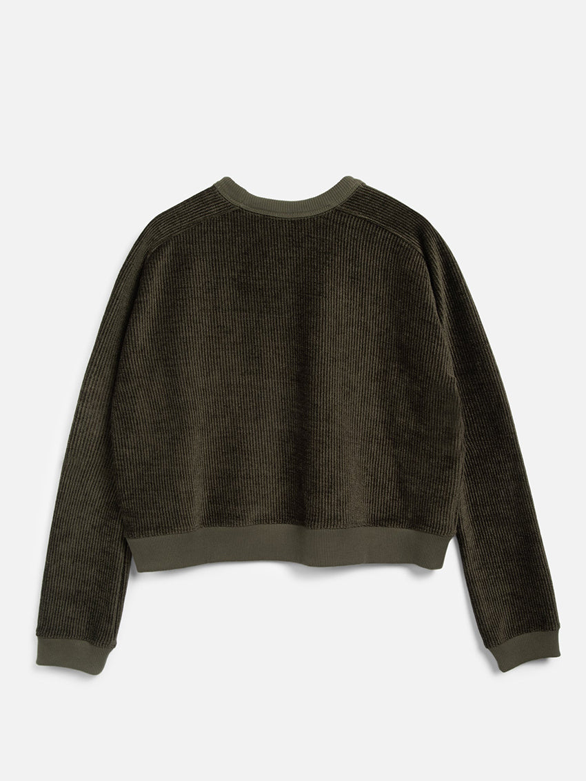 Almost Grown Velour Sweatshirt Olive