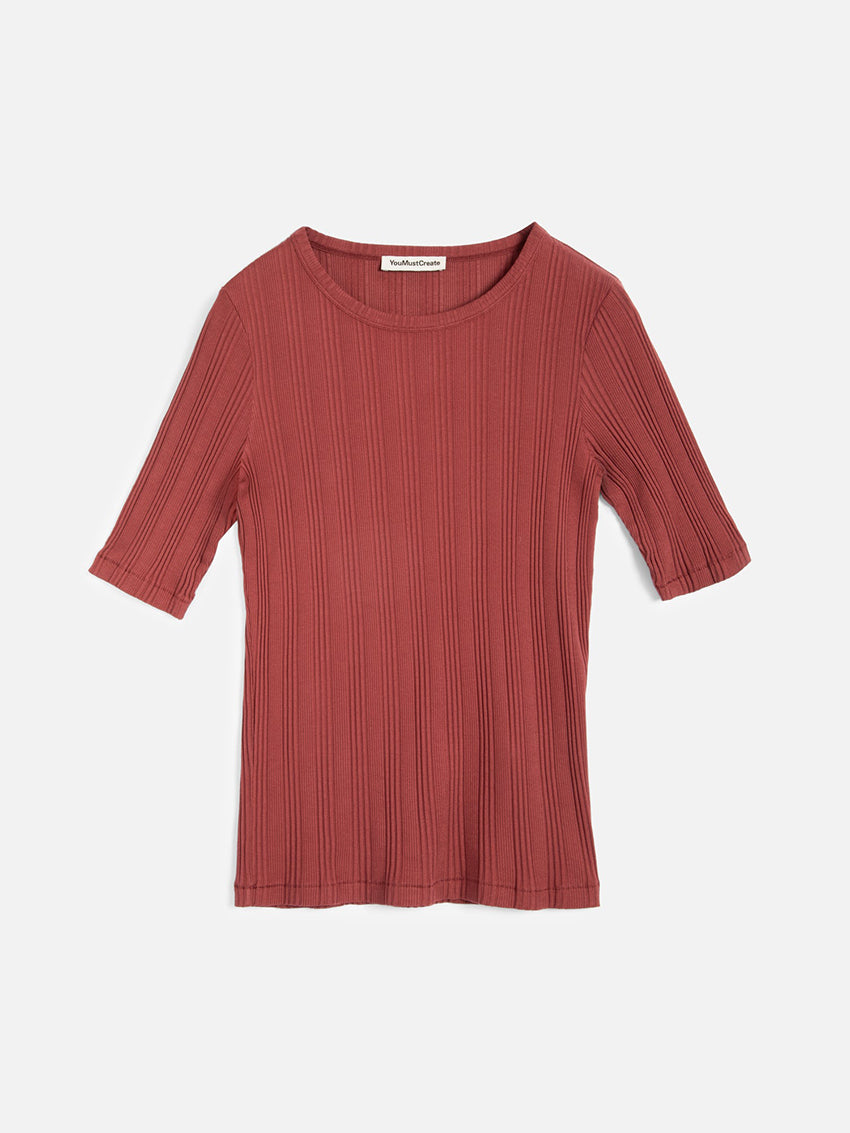 Charlotte Rib Top Burgundy