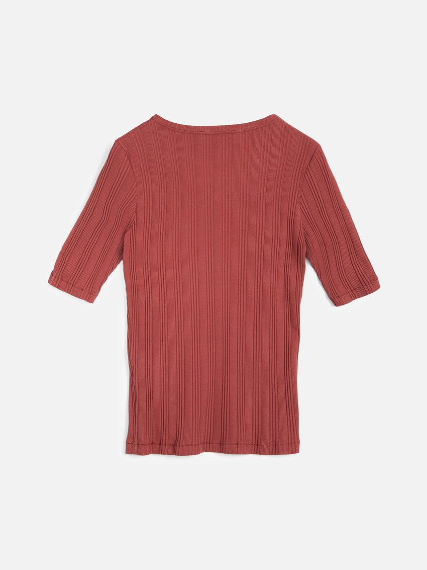 Charlotte Rib Top Burgundy