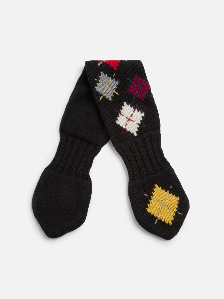 Slotted Scarf Argyle Handstitch Black