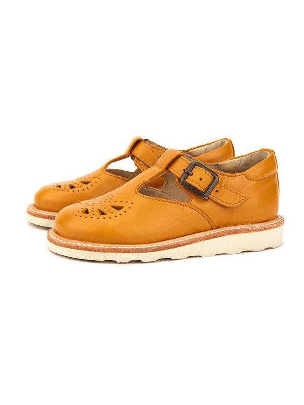 Rosie Leather T-Bar Shoe With Eva Sole Mustard
