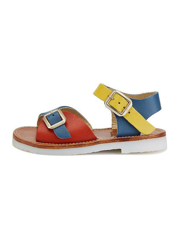 Sonny Leather Multi-Block Retro Sandals
