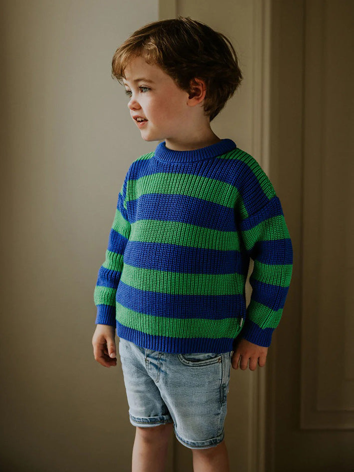 Stripes Knitted Sweater Peacock