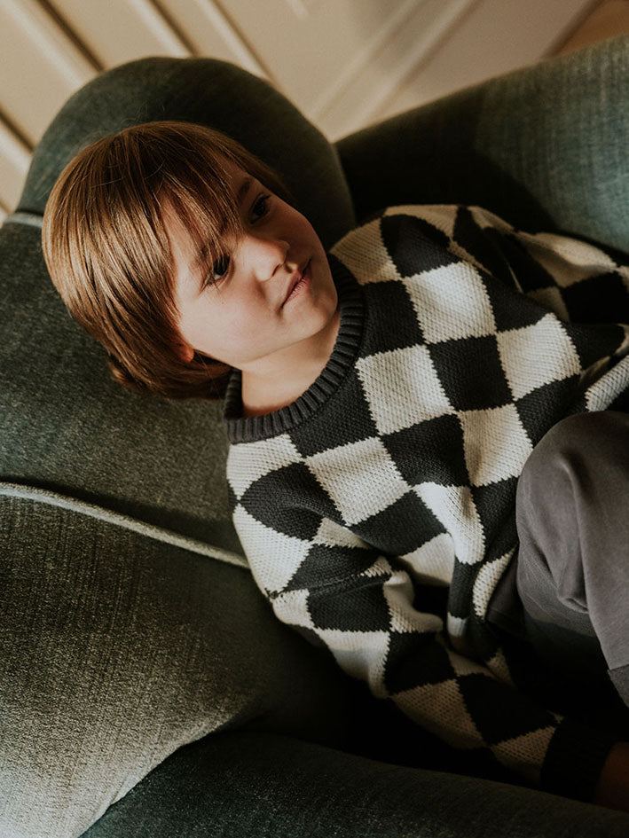 Checkered Knitted Sweater Checkmate