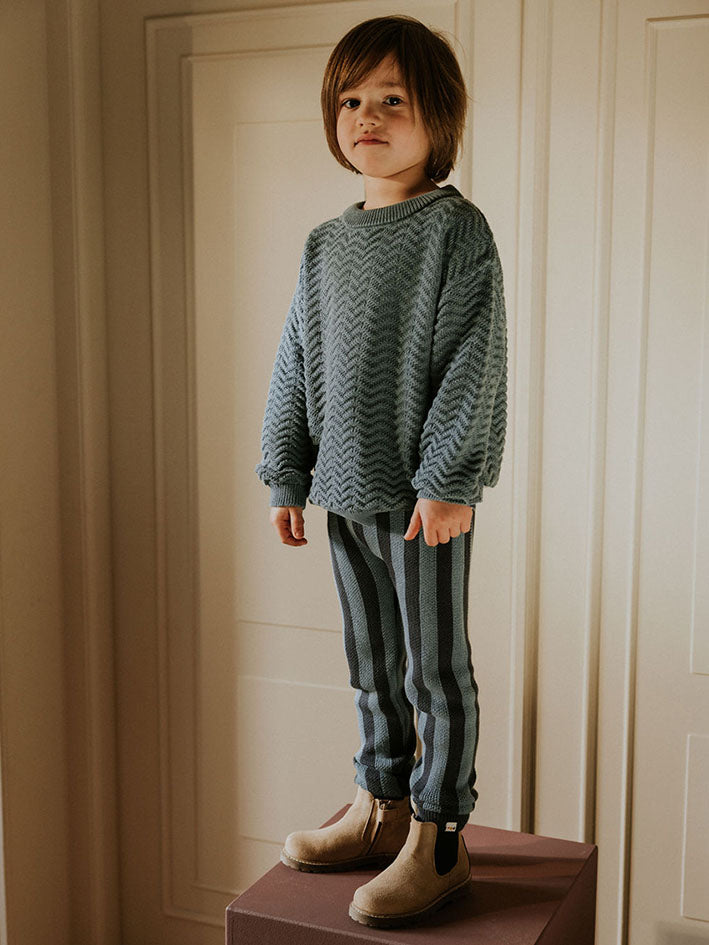 Stripes Knitted Leggings Blue Monday