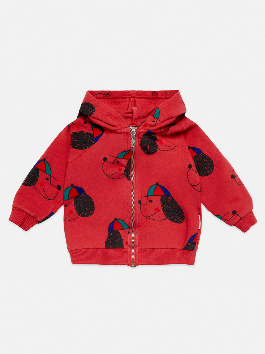 Happy Dog Baby Hoodie Red