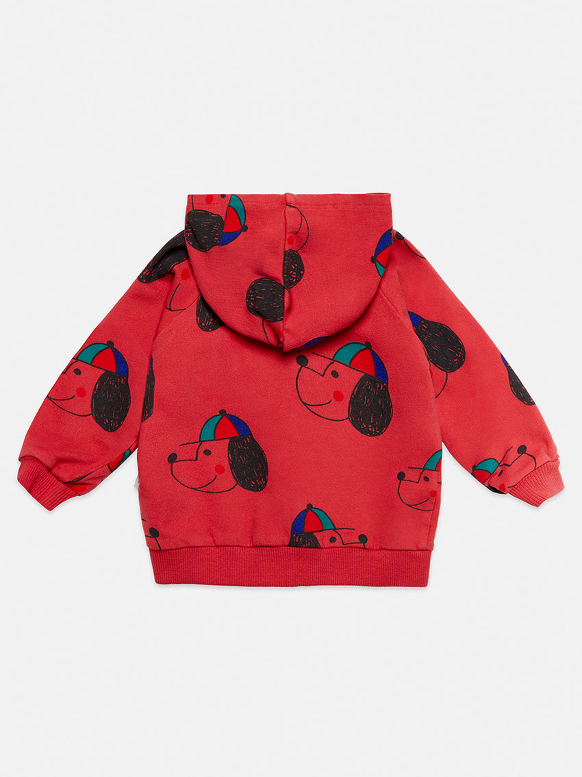 Happy Dog Baby Hoodie Red