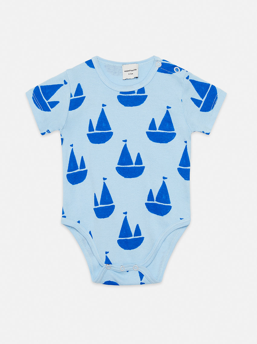 Boat Shapes Allover Baby Body Celeste